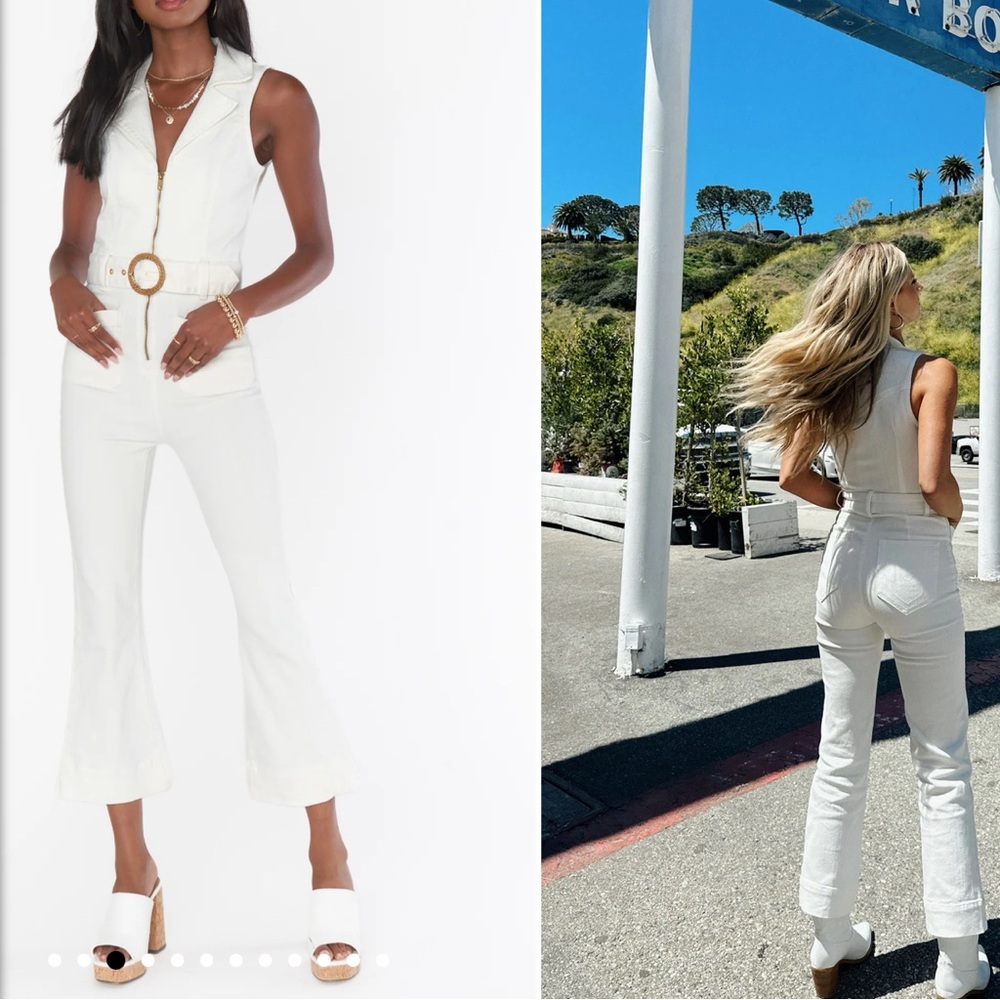 NWT Show Me Your MuMu Jacksonville Jumpsuit Cropped in Pearly White